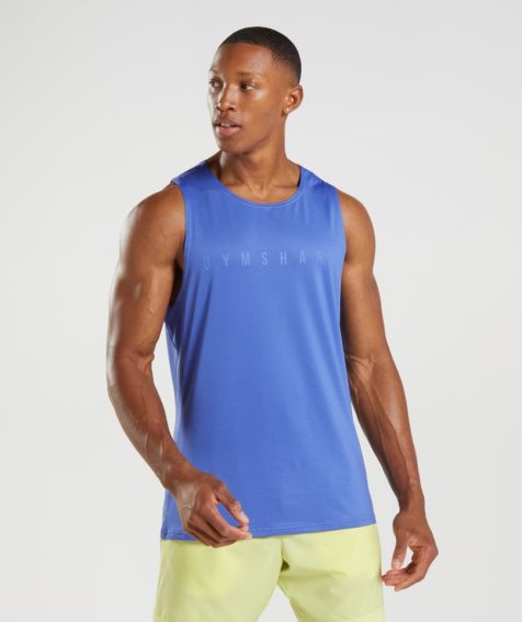 Men's Gymshark Sport Stripe Tanks Blue | NZ 0OISGD